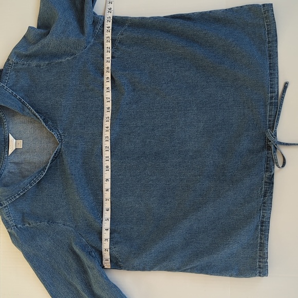 CJ Banks Embroidered Long Sleeve Denim Over Shirt 1X Blue - Picture 12 of 14